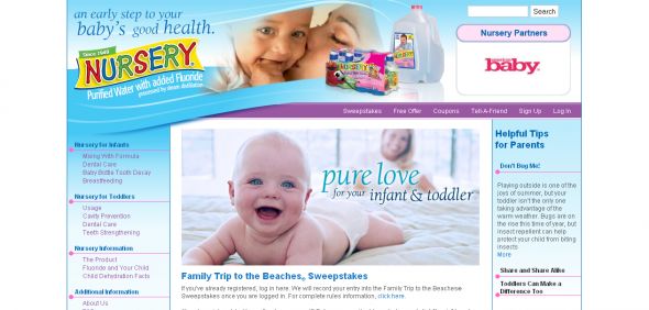2008 Nursery Water - Family Trip to the Beaches Sweepstakes