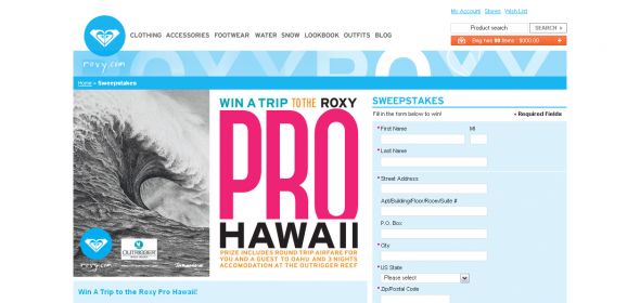 Win a Trip to the Roxy Pro Hawaii Sweepstakes