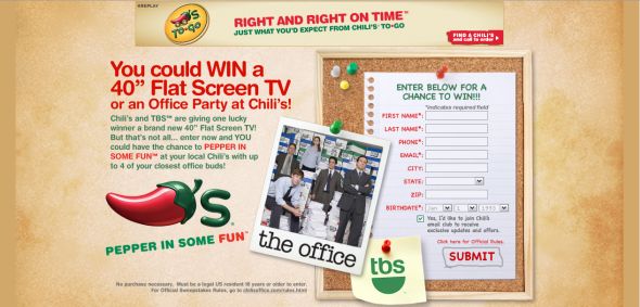 Chili’s and TBS – Chili’s Office Sweepstakes