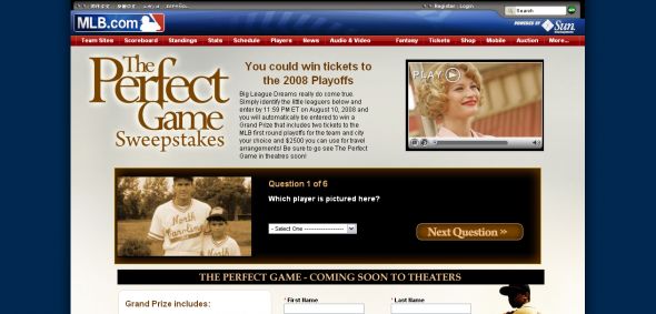 MLB.com – The Perfect Game Sweepstakes