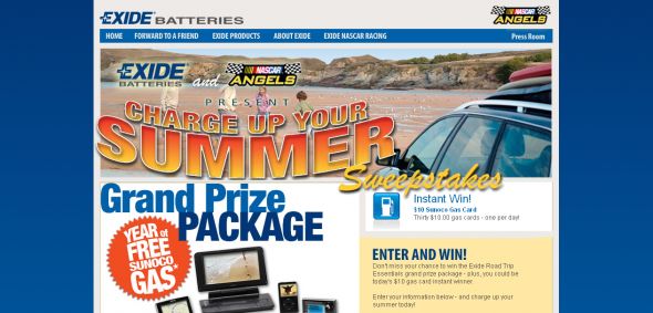 Exide Batteries/Nascar Angels Sweepstakes
