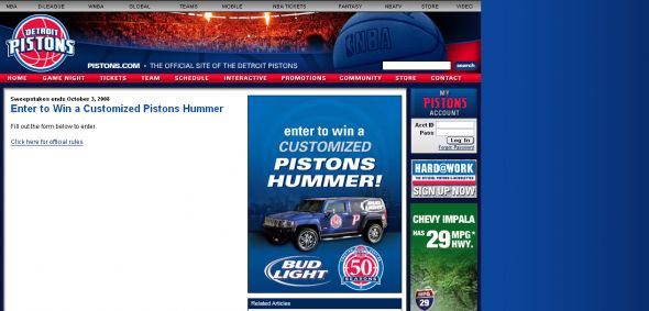 Bud Light/Detroit Pistons 50th Anniversary Custom Ride Sweepstakes