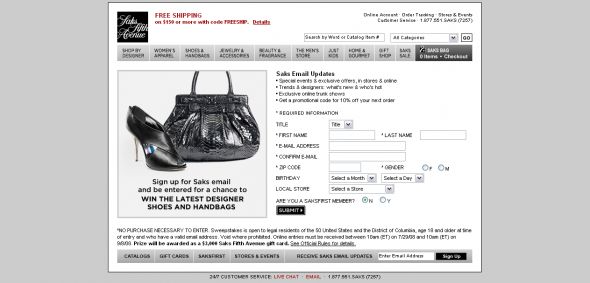 Saks – Latest Designer Shoes and Handbags Sweepstakes