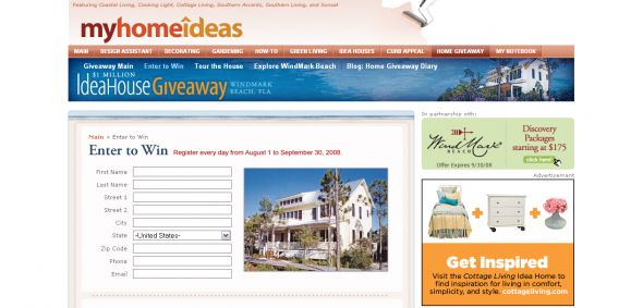 MyHomeIdeas.com – The MyHomeIdeas 2008 Idea House Giveaway Sweepstakes Enter To Win