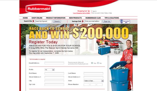 Rubbermaid Race Back to School Contest 2008