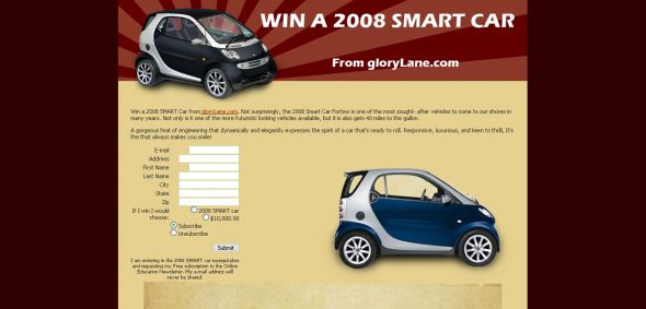Win A 2008 SMART Car From GloryLane.com