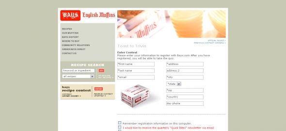 Bays English Muffins – Bays Weekly Trivia Contest