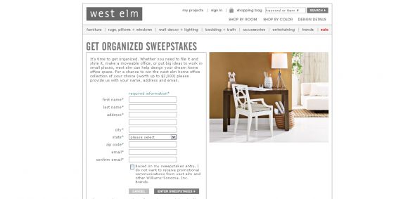 West Elm sweepstakes West Elm sweepstakes