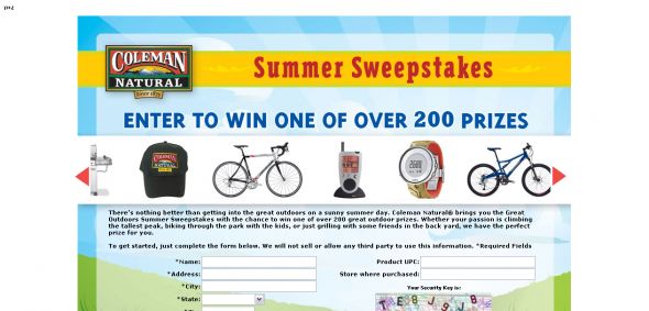 Coleman Natural – The Great Outdoors Sweepstakes