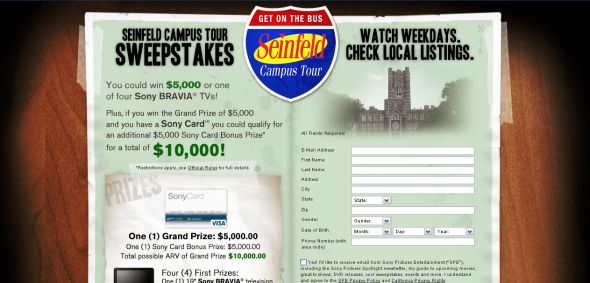 Seinfeld Campus Tour Sweepstakes