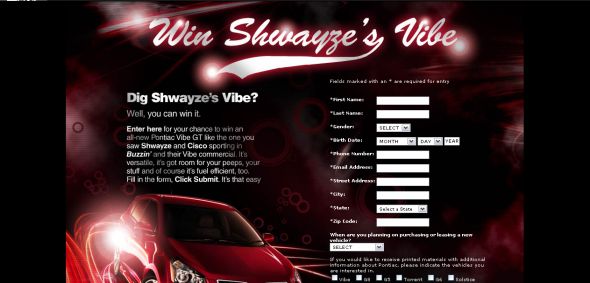 MTV.com – Pontiac – Shwayze’s Vibe Sweepstakes