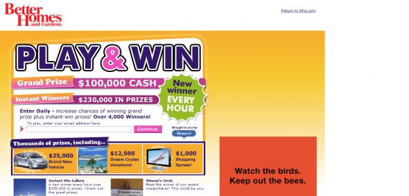 Better Homes & Gardens - Play & Win Sweepstakes