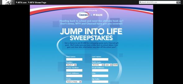 MTV.com | Clearasil – The Jump Into Life Sweepstakes