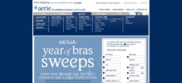 Aerie – Year of The Bras Sweepstakes