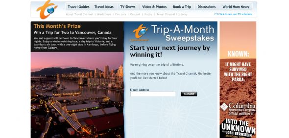 Travel Channel – Trip-A-Month Sweepstakes