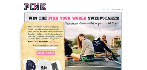 Victoria’s Secret – Pink Your World Sweepstakes