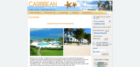 Caribbean Travel&Life – Cayman Express Sweepstakes