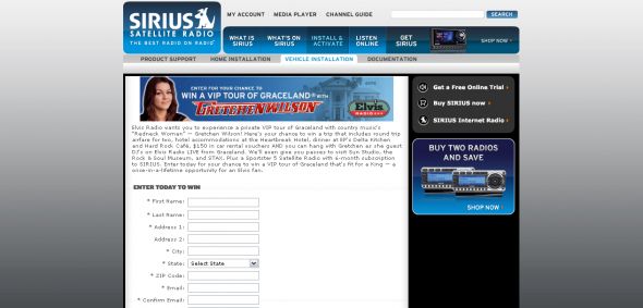 SIRIUS Satellite Radio - Elvis Radio/Gretchen Wilson Graceland VIP Tour Sweepstakes