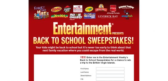 Entertainment Weekly – Back to School Sweeps!