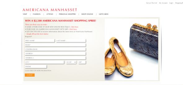 Americana Manhasset – $2,500 Americana Manhasset Shopping Spree Sweepstakes