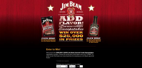 2008 Add Flavor Jim Beam Gourmet Foods Sweepstakes