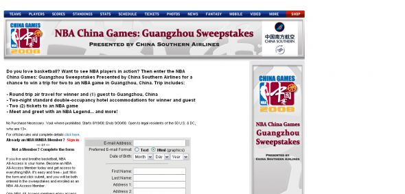NBA.com China Southern Sweeps