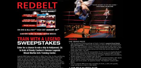 Redbelt – Train With A Legend Sweepstakes