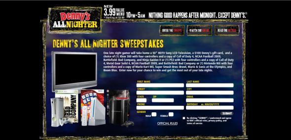 Denny’s Late Night Gaming Sweepstakes