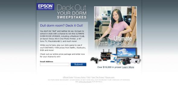 EPSON - Deck Out Your Dorm Sweepstakes