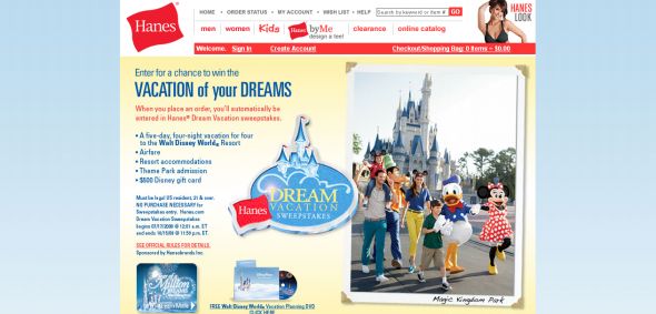 Hanes.com Dream Vacation Sweepstakes