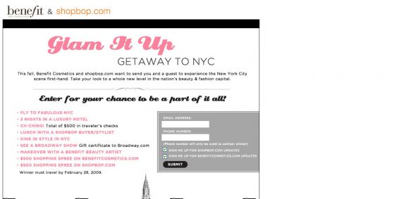 Shopbop.com/Benefit Cosemetics’ Glam It Up Sweepstakes