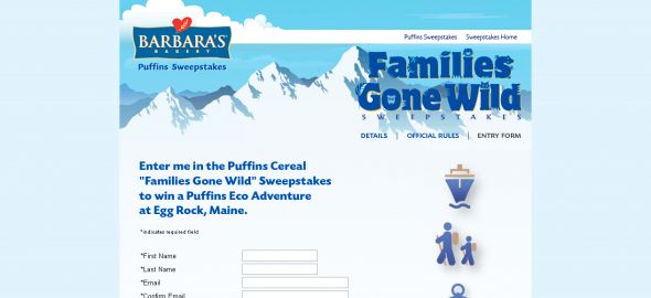 Barbara’s Bakery Families Gone Wild Puffins Sweepstakes
