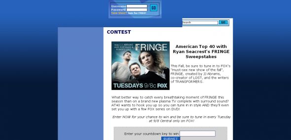 American Top 40 with Ryan Seacrest’s FRINGE Sweepstakes