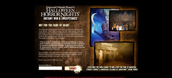 Universal Orlando - Halloween Horror Nights Instant Win Game and Sweepstakes