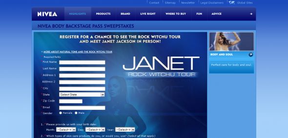 NIVEA body Backstage Pass Sweepstakes