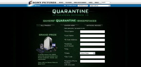 Sony Picture - Gamers Quarantine Sweepstakes