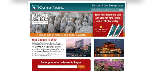 Cathay Pacific Canada – Cathay Pacific Discover China Sweepstakes