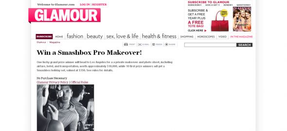 Glamour – Smashbox Sweepstakes