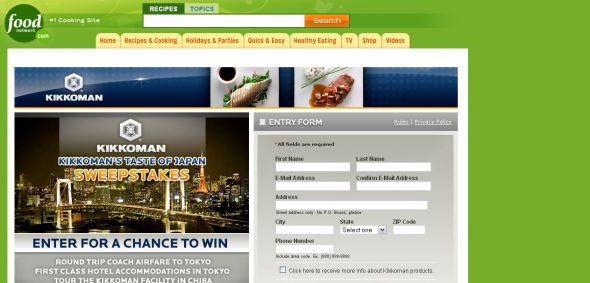 Food Network – Kikkoman Sales USA – Kikkoman’s Taste of Japan Sweepstakes