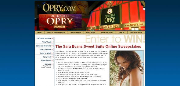 Sweet Sara Evans’ Suite Online Sweepstakes