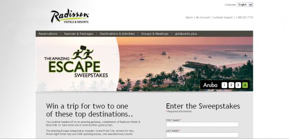 Radisson Hotels & Resorts - The Amazing Escape Sweepstakes