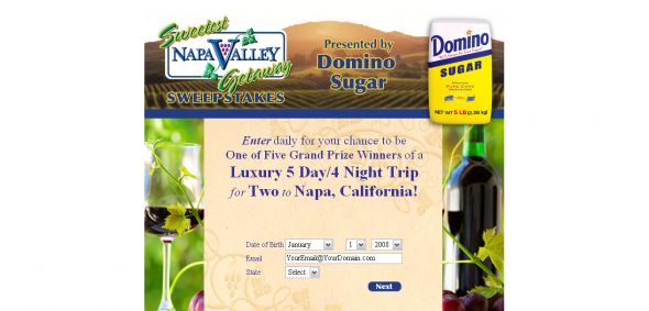 Domino Sugar – Napa Valley Getaway Sweepstakes