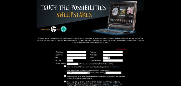 Martha Stewart Living Omnimedia – Touch The Possibilities Sweepstakes