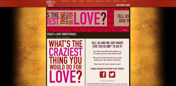 Bonefish Grill Crazy for Love Sweepstakes Bonefish Grill Crazy for Love Sweepstakes