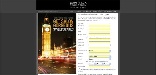 John Frieda - Get Salon Gorgeous Sweepstakes