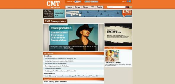 Tim McGraw’s Two Lanes of Freedom Sweepstakes Tim McGraw’s Two Lanes of Freedom Sweepstakes
