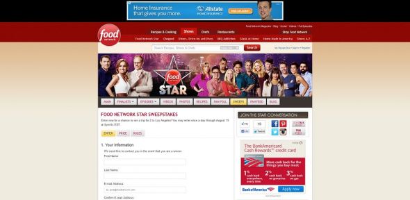 Food Network Star Sweepstakes Food Network Star Sweepstakes
