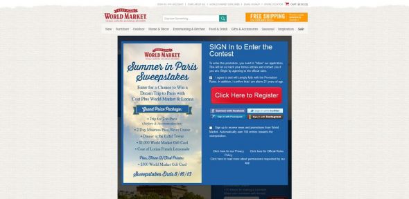 World Market’s Summer in Paris Sweepstakes World Market’s Summer in Paris Sweepstakes