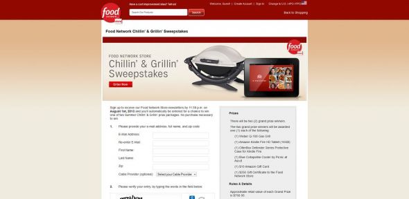 Food Network Store Summer Chillin’ and Grillin’ Sweepstakes Food Network Store Summer Chillin’ and Grillin’ Sweepstakes