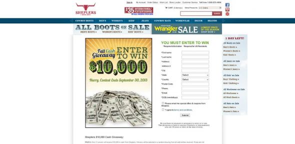 Sheplers $10,000 Cash Giveaway Sheplers $10,000 Cash Giveaway